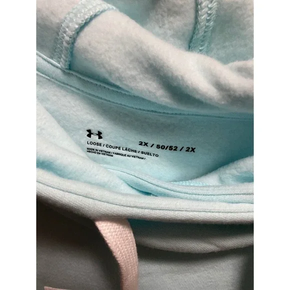 Under Armour Women's Loose Fit Logo Hoodie Light Aqua Blue Size 2XL little stain - Picture 2 of 5